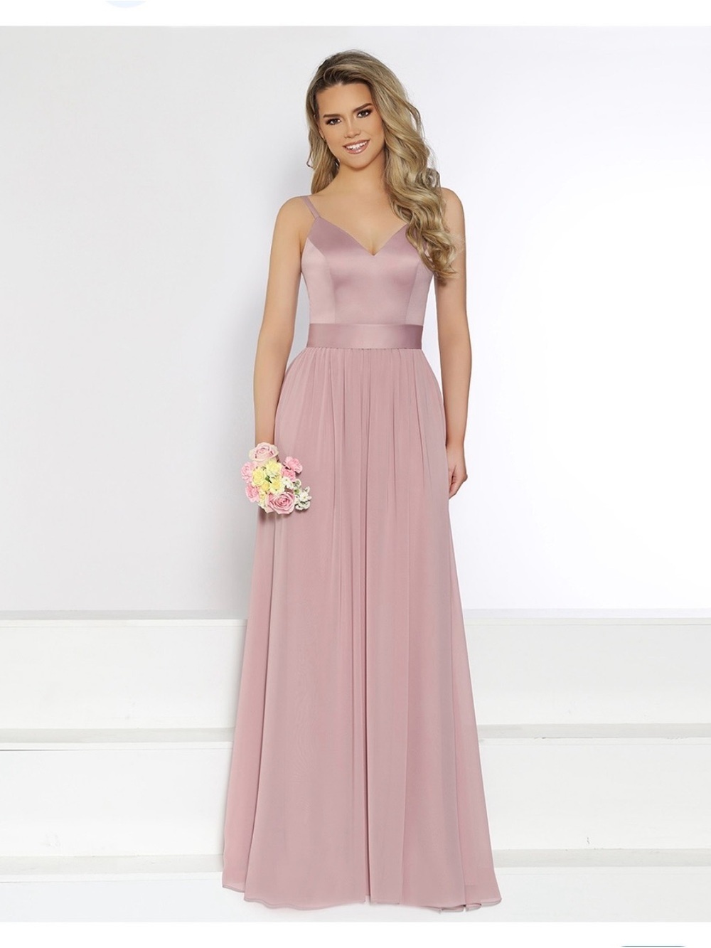 Sorella vita Bridesmaid Blush Pink V-Neck Spaghetti Strap dress